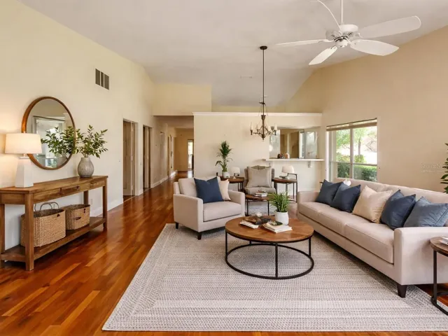 Virtually staged. Secondary angle of main living area. OM724494