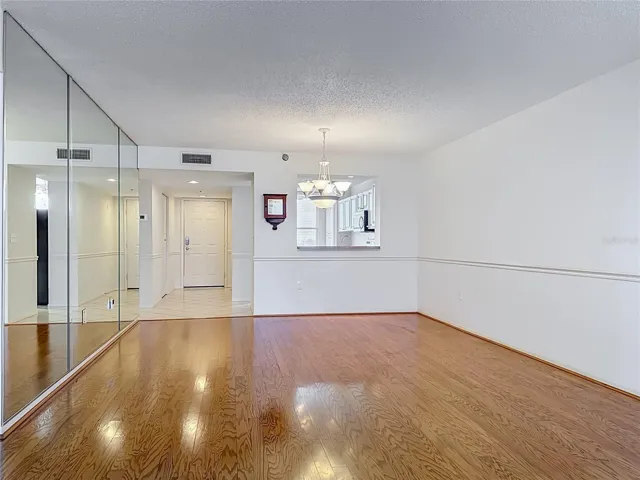 View from the living room into the dining area.