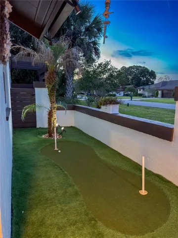 Putting green in front yard