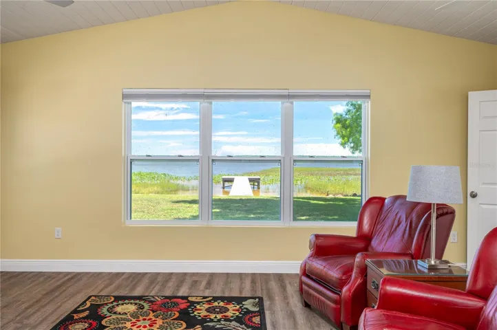 Living room view of lake