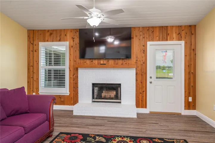 Wood burning fireplace