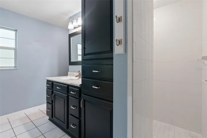 shower entry and primary bath area