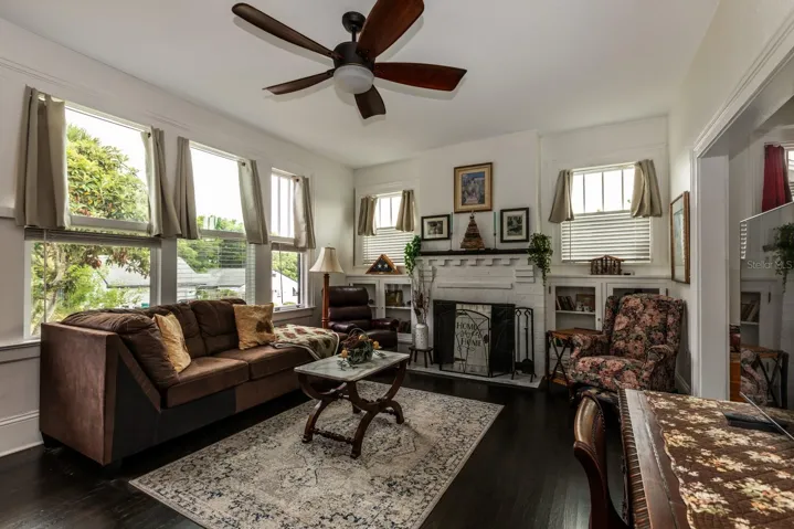 Living Room featuring Fireplace & Built-ins