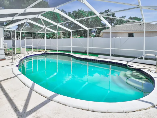 Enclosed pool.