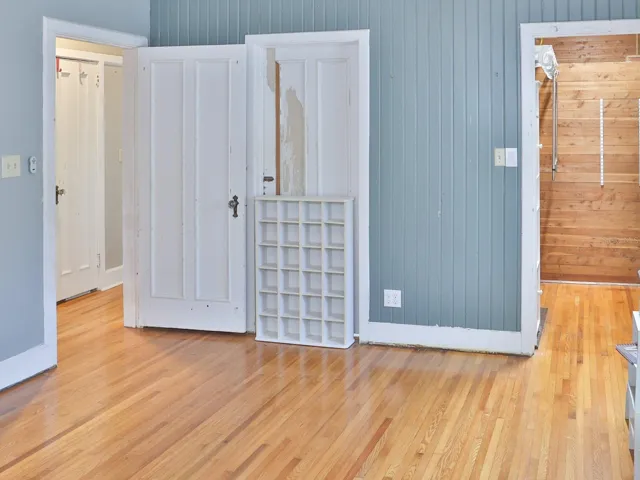 Bedroom with cedar lined closets.