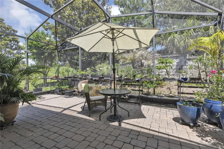24 ft x 24 ft pavered and enclosed patio.