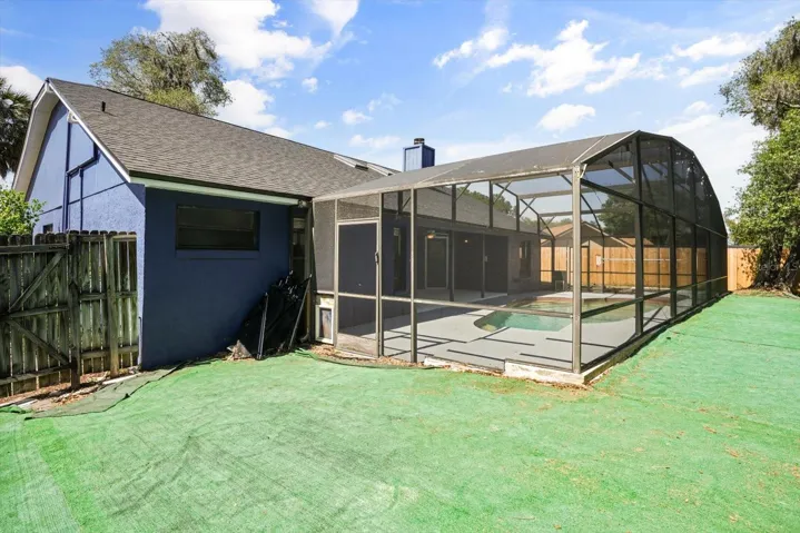 Artificial turf in backyard