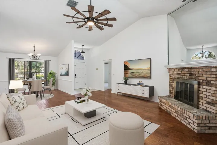 Living/dining combo staged