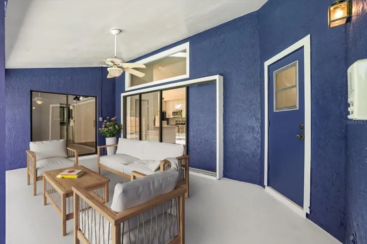 Covered lanai staged