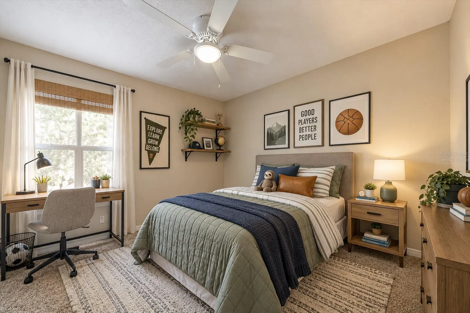 Virtually staged 4th bedroom with built-in closet