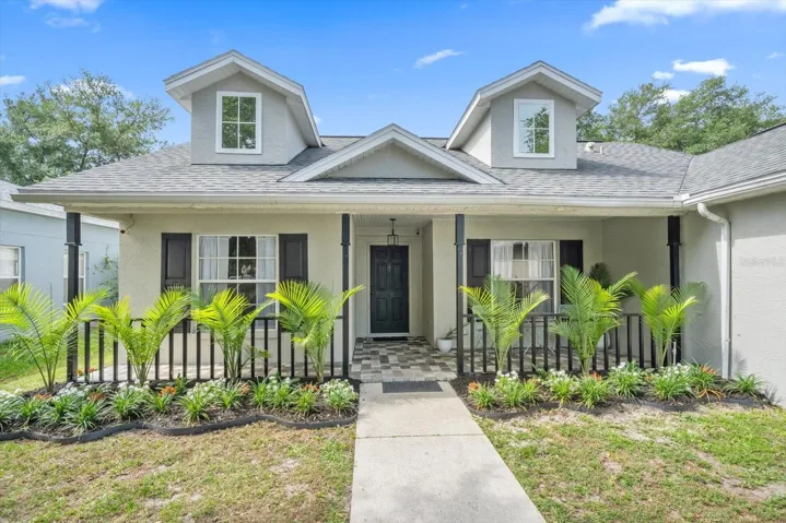 Front exterior of house with new landscaping