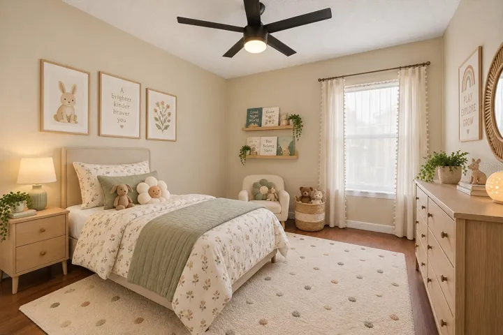 Virtually staged 3rd bedroom with built-in closet
