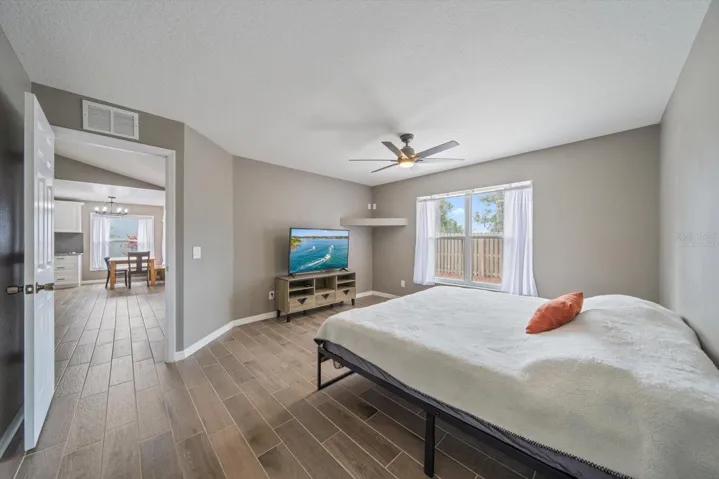 Virtually staged primary bedroom