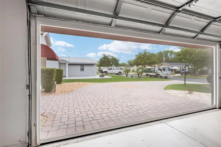DRIVEWAY VIEW from inside the garage.