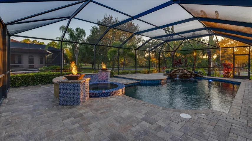Pool with Fire Bowls