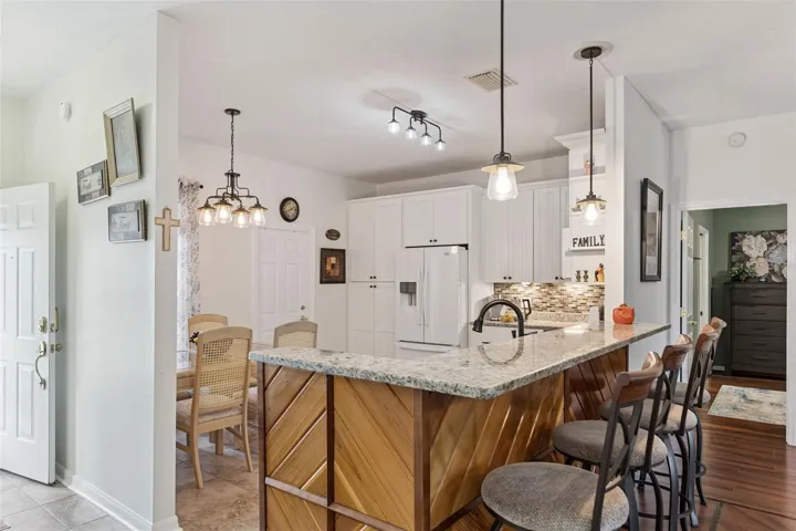 Breakfast Bar with Pendant Lighting