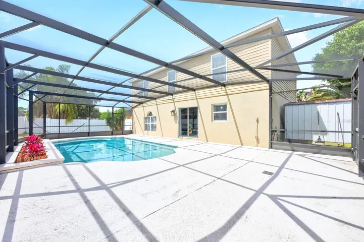 Screened pool, patio.
