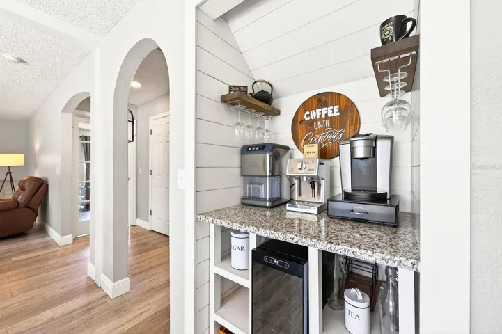 Built-in coffee bar.