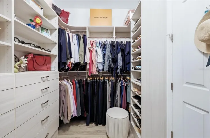 Primary closet with amazing organizer
