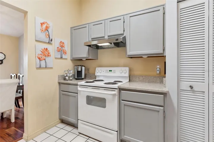Kitchen features a closet pantry