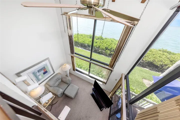 View down to living are from Primary bedroom