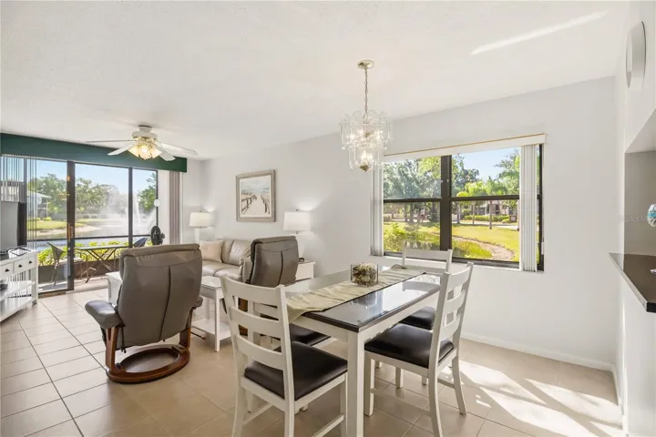 Light and Bright Dining area and living room.