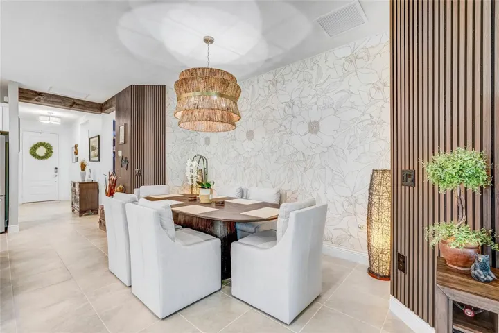 Elegant Chandelier with Custom Wallpaper