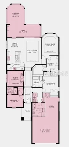 Additional highlights include: whole house tray ceiling package, pocket sliding doors located near great room, outdoor kitchen rough-in, bedroom with full bathroom in place of flex, study in place of dining room, whole house interior door upgrade 8' package, single pocket door at bath two