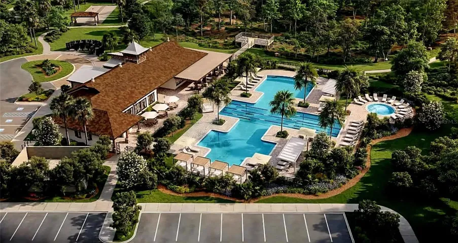 Developer rendering of the future clubhouse and pool.