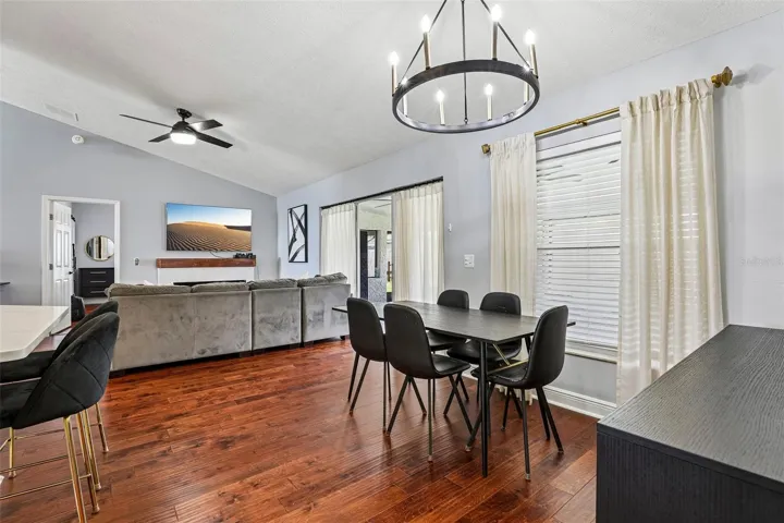 Open living and dining.