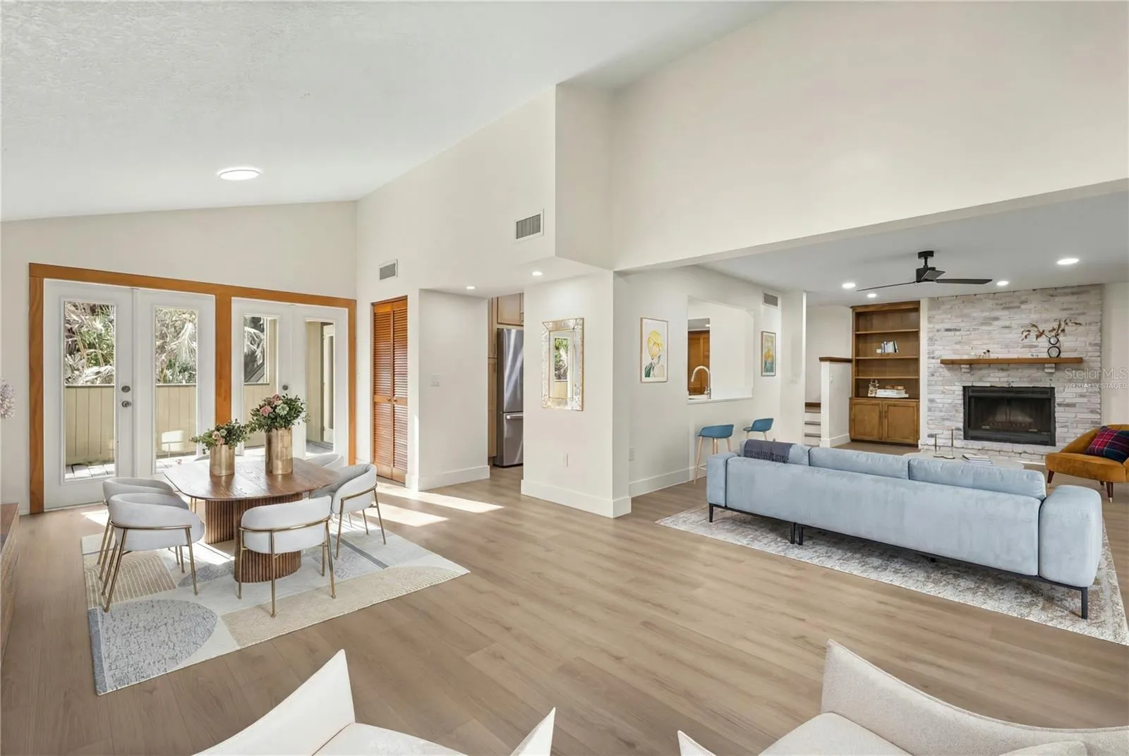 Virtually staged dining and living room
