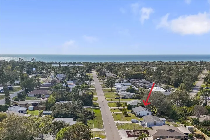 South Venice Blvd to the Gulf. Property marked with red arrow