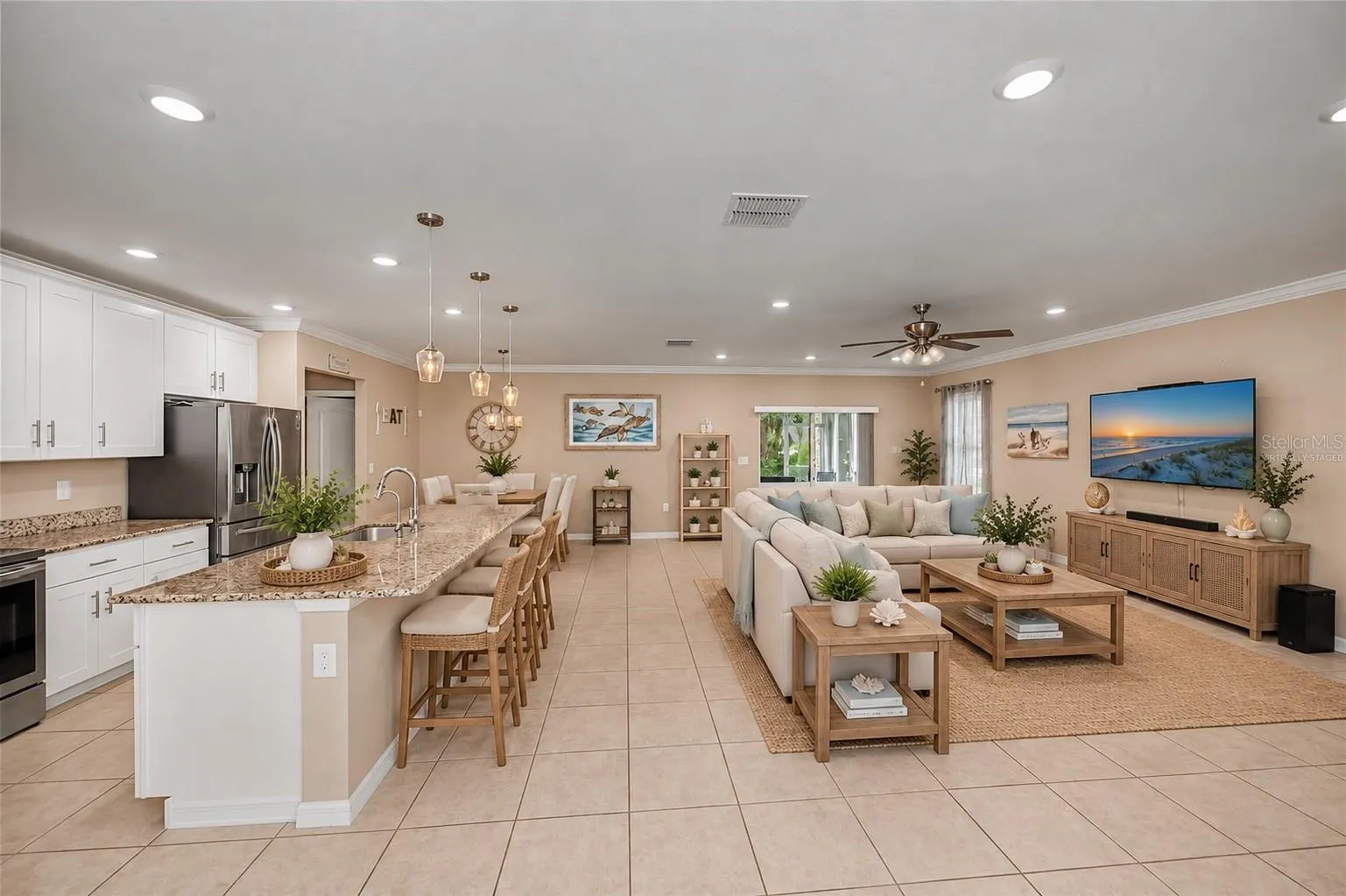 Virtually Staged Expansive Open Concept Living Area.