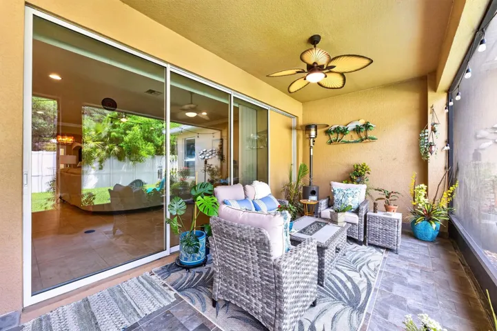 Telescopic sliding glass doors for seamless indoor/outdoor living.