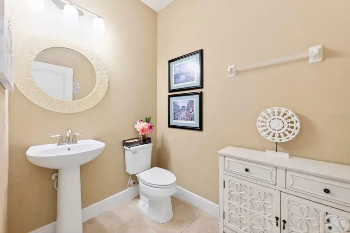 Convenient half bath.