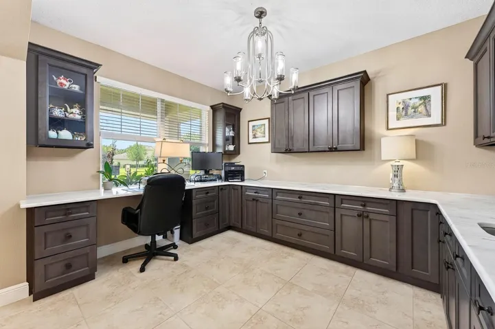 Bonus/flex space at the front of the home delivers custom built-ins.