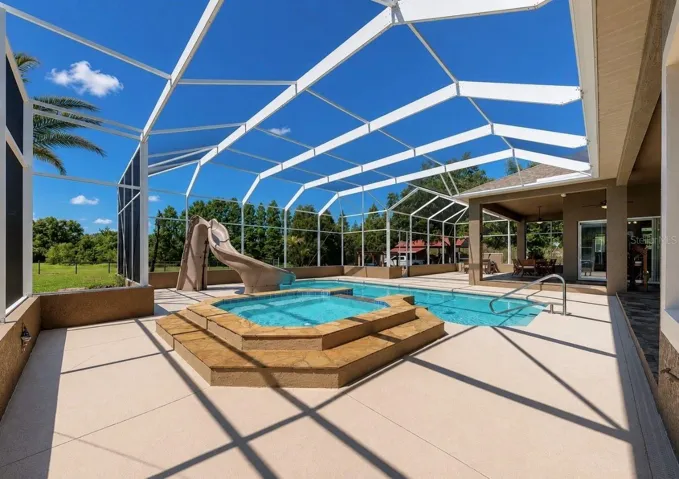 Custom pool and spa with slide