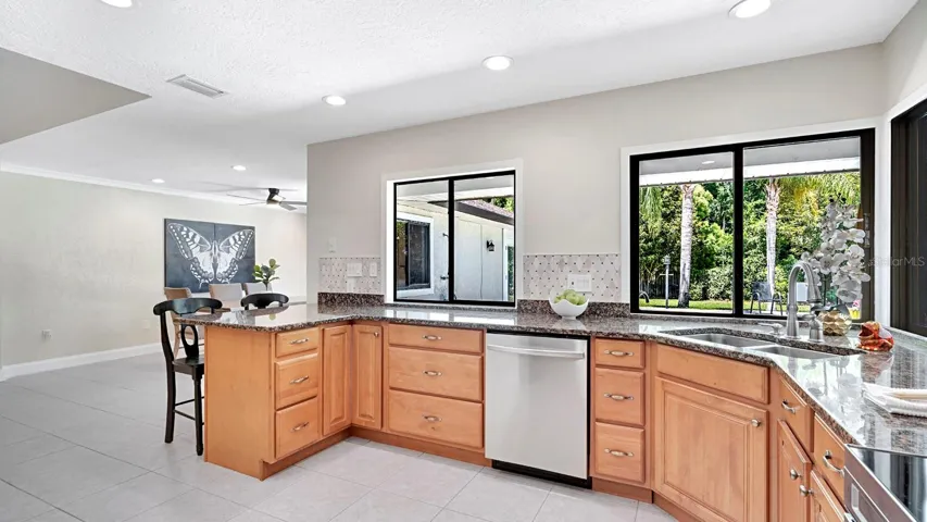 Kitchen overlooking the pool