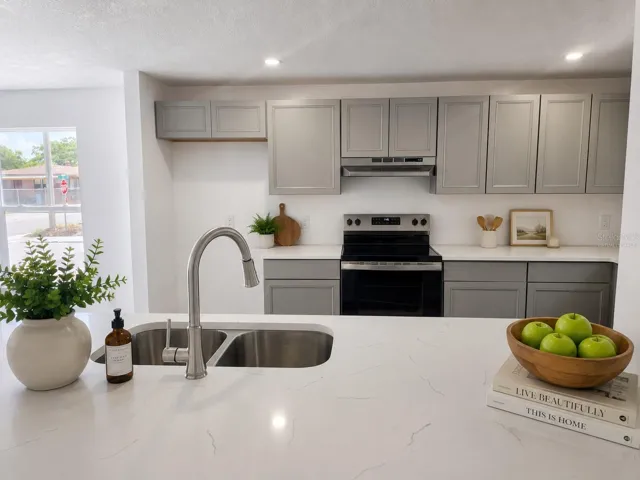 Virtually staged kitchen view