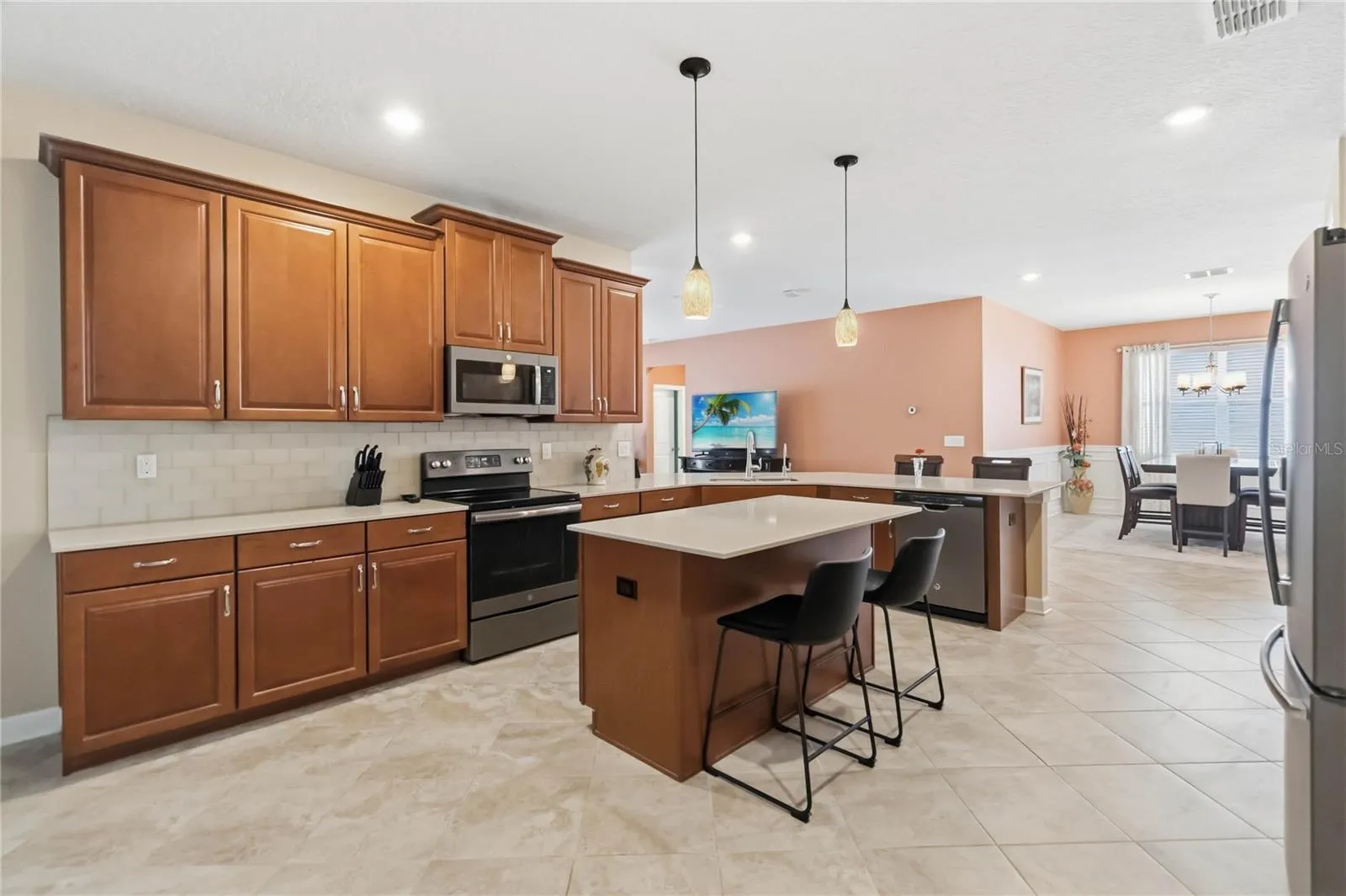 both eat in kitchen and dining areas
