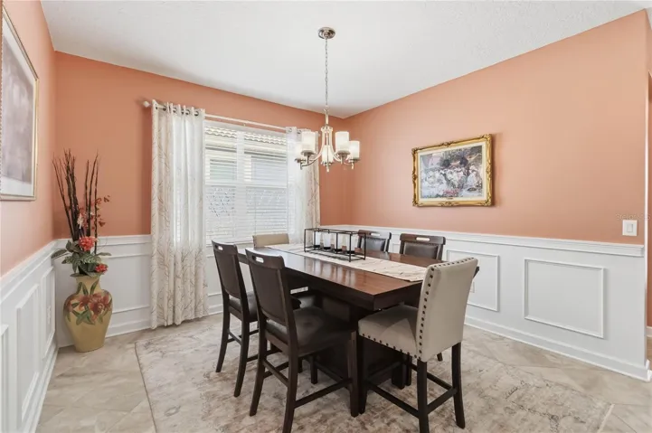 dining area/flex space with wainscoting
