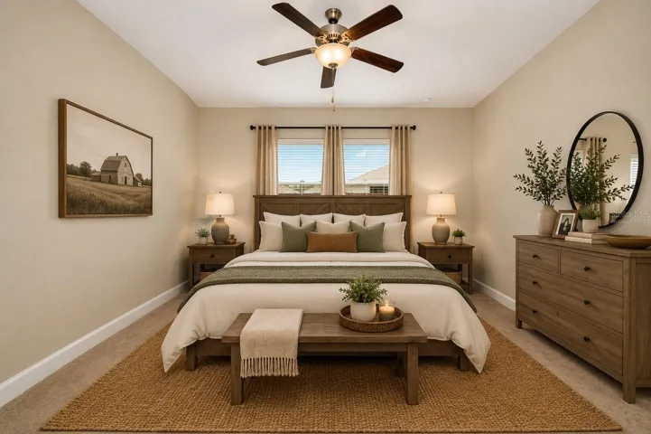 Primary bedroom virtually staged