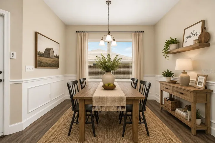 Dining area virtually staged