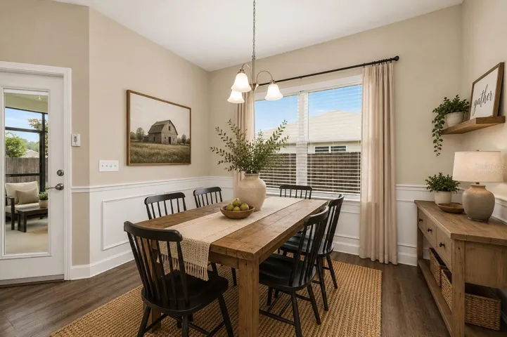 Dining area virtually staged