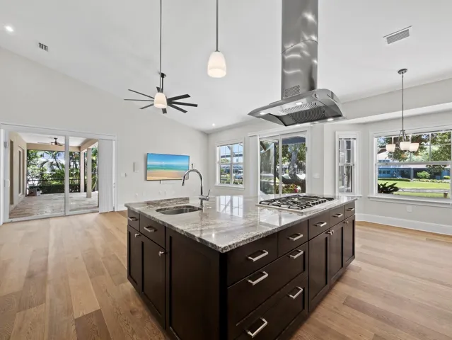 Kitchen, family room & casual dining area