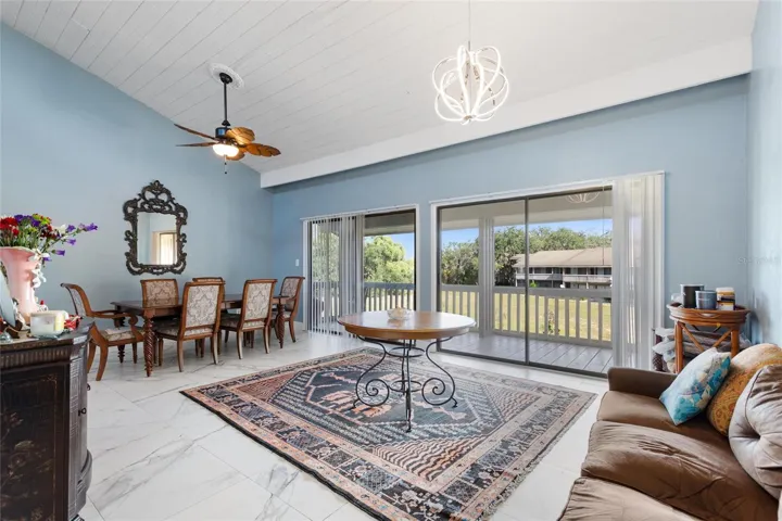 Dining area and living room
