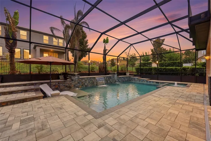 Virtually Staged Twilight Photo of the Pool Area