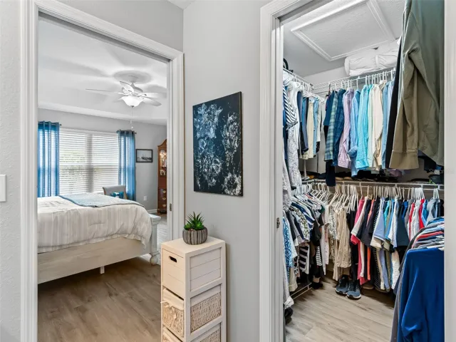 Spacious walk-in closet with ample storage.