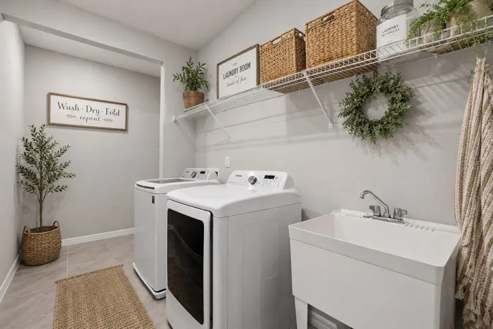 Virtually staged laundry room