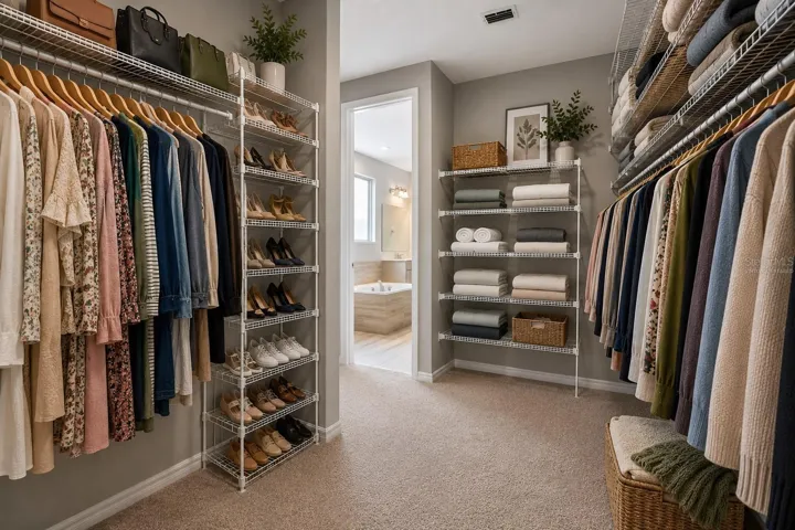 Virtually staged Primary closet